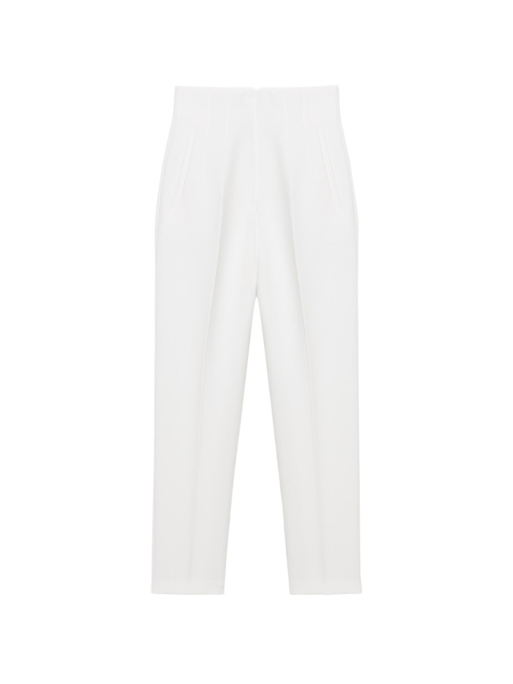 Zara White High-Waist Pleated Trousers Size L